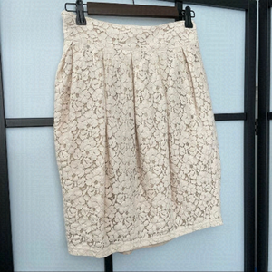 [S] Creme Beige Floral Lace Pattern Hi Waisted Aline Skirt | Forever 21 | Women